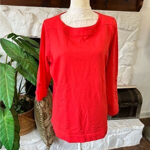 d & Co Women’s Bright Orange 3/4 Sleeve Top Tunic Size MP